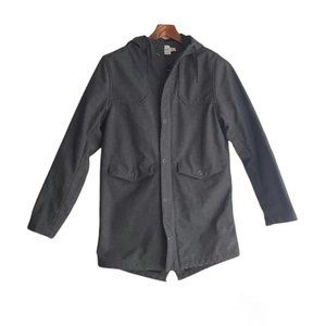 Topman trench style hooded mid length gray jacket coat size S